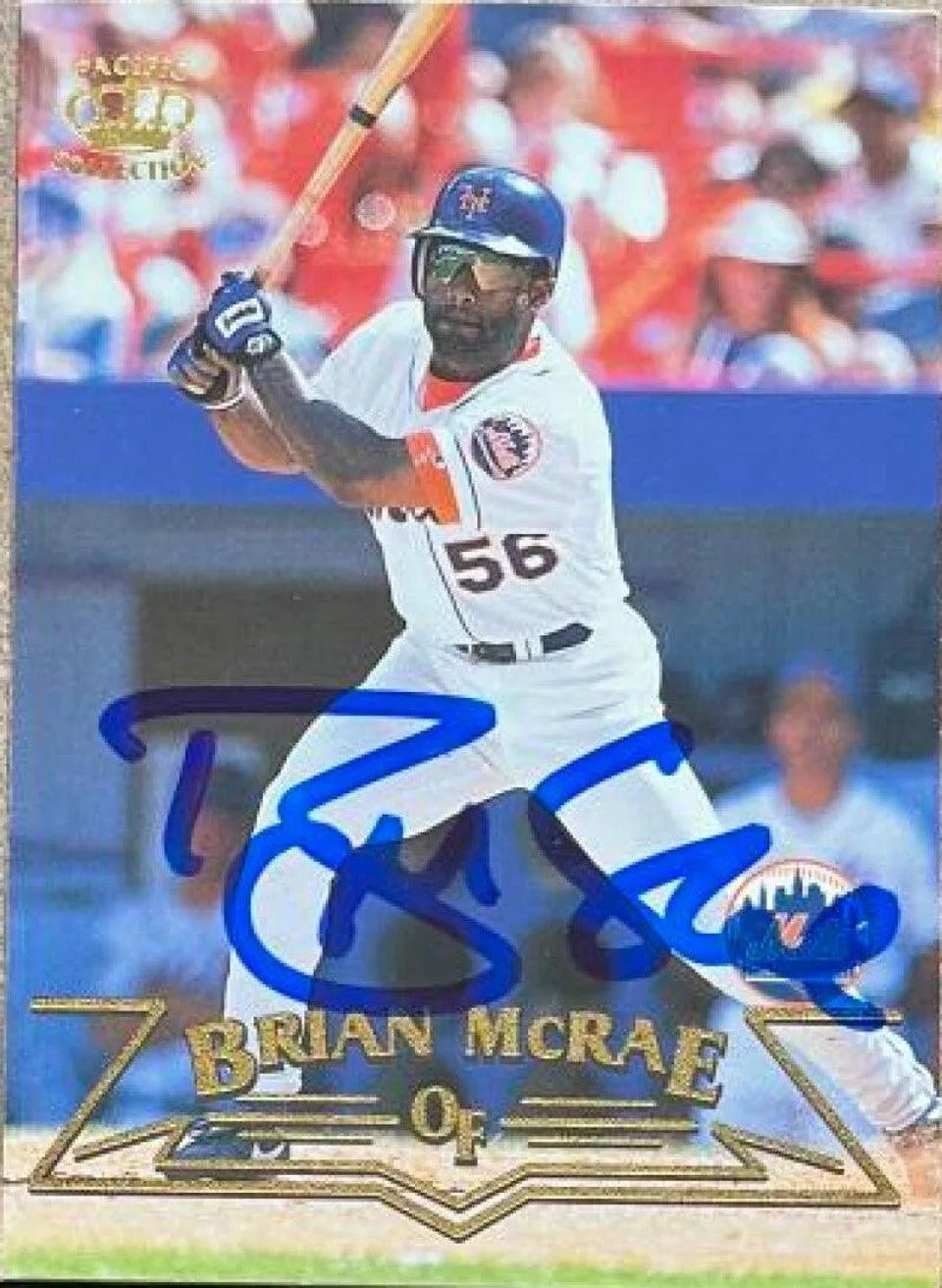 Brian McRae Signed 1998 Pacific Baseball Card - New York Mets