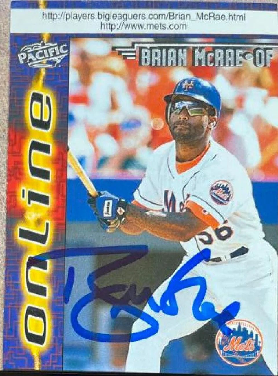 Brian McRae Signed 1998 Pacific Online Baseball Card - New York Mets