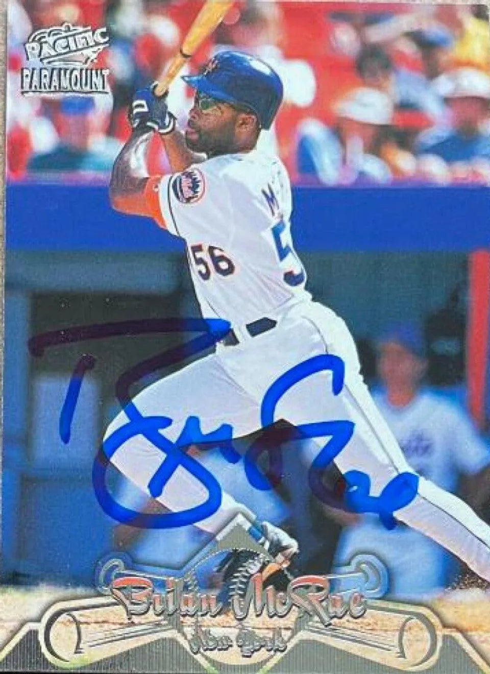Brian McRae Signed 1998 Pacific Paramount Baseball Card - New York Mets
