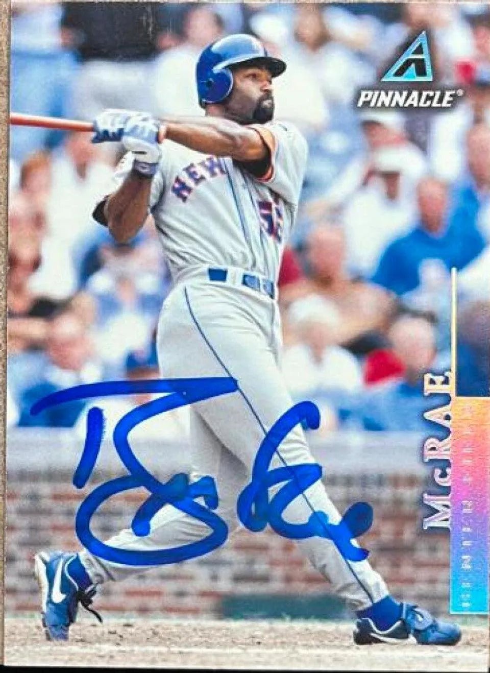 Brian McRae Signed 1998 Pinnacle Baseball Card - New York Mets