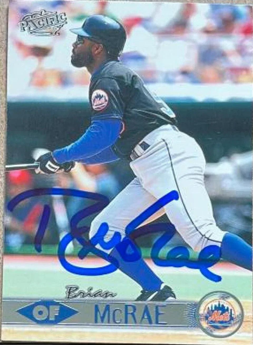 Brian McRae Signed 1999 Pacific Baseball Card - New York Mets