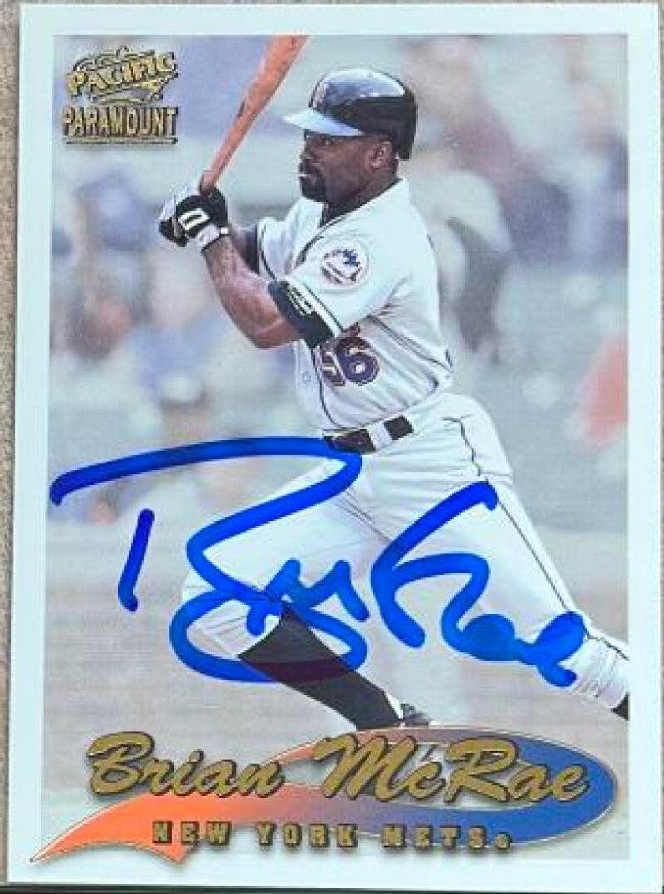 Brian McRae Signed 1999 Pacific Paramount Baseball Card - New York Mets - PastPros