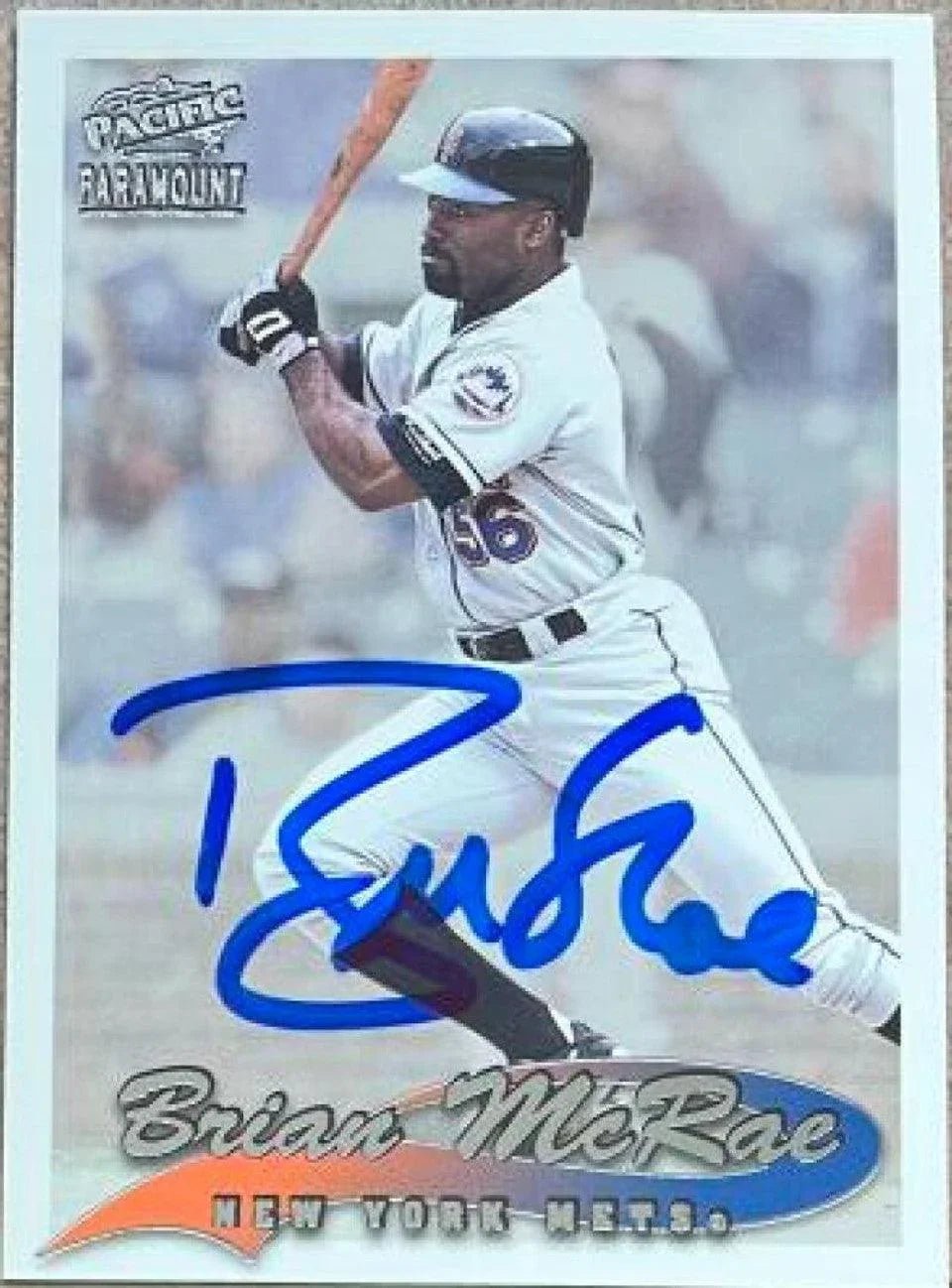 Brian McRae Signed 1999 Pacific Paramount Silver Baseball Card - New York Mets