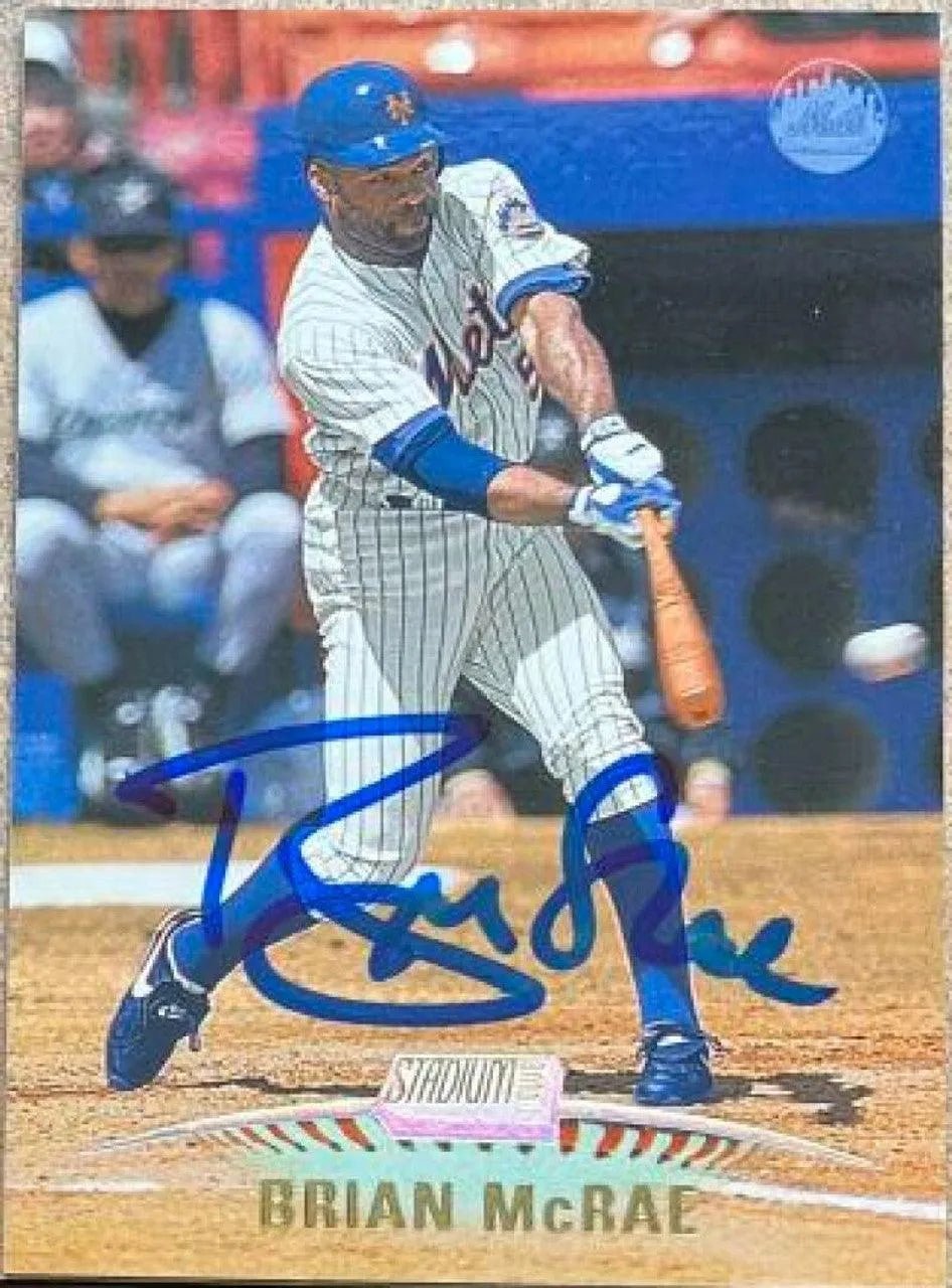 Brian McRae Signed 1999 Stadium Club Baseball Card - New York Mets