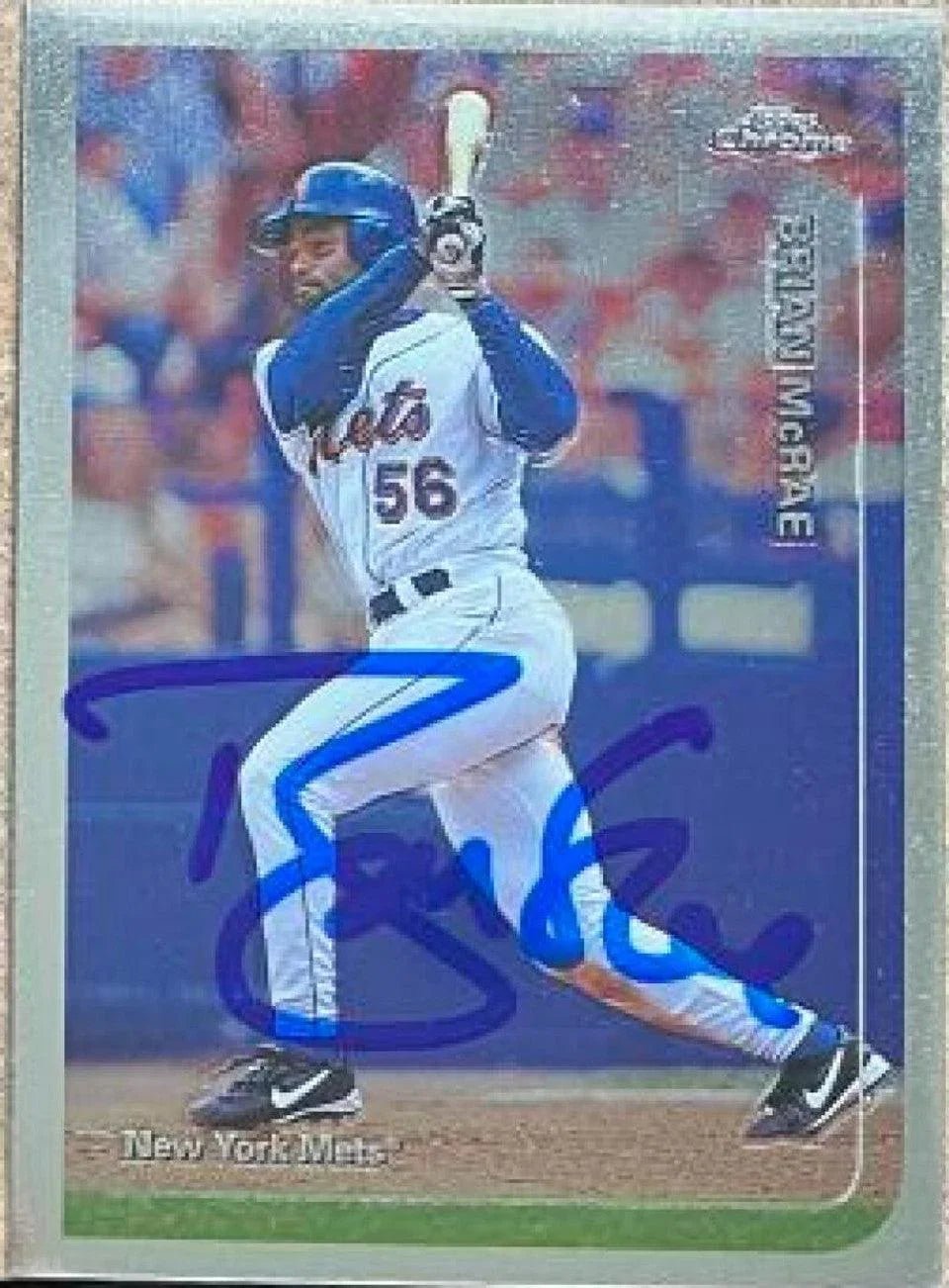 Brian McRae Signed 1999 Topps Chrome Baseball Card - New York Mets