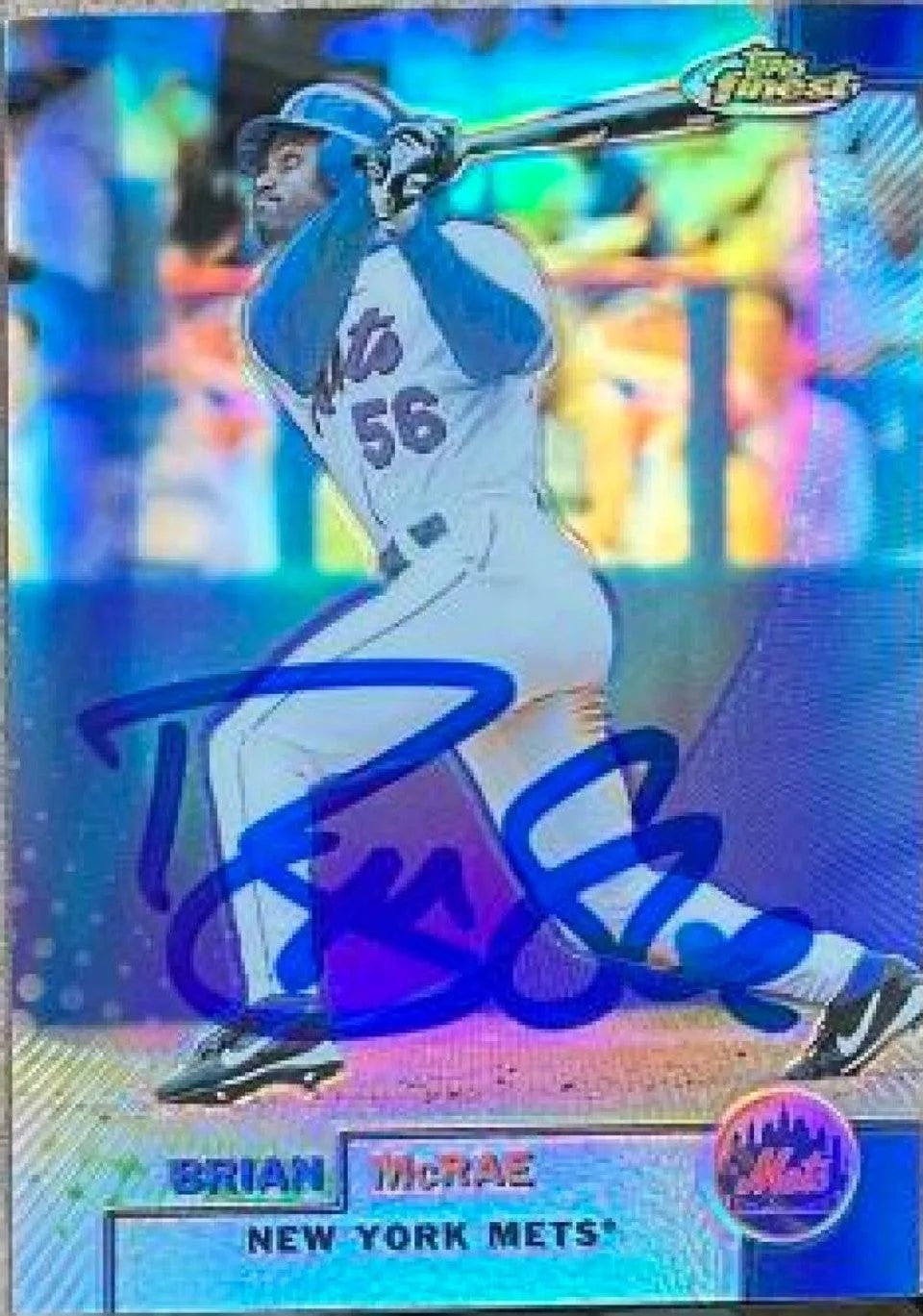 Brian McRae Signed 1999 Topps Finest Refractors Baseball Card - New York Mets