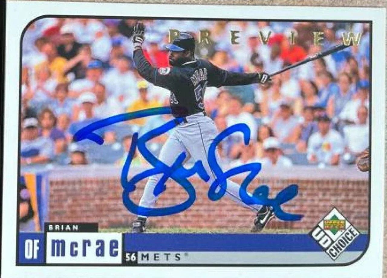 Brian McRae Signed 1999 UD Choice Preview Baseball Card - New York Mets