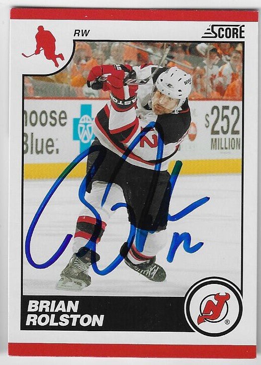 Brian Rolston Signed 2010-11 Score Hockey Card - New Jersey Devils