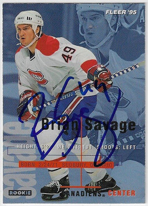 Brian Savage Signed 1994 - 95 Fleer Hockey Card - Montreal Canadiens - PastPros