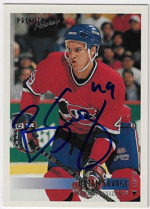 Brian Savage Signed 1994 - 95 Topps Premier Hockey Card - Montreal Canadiens - PastPros