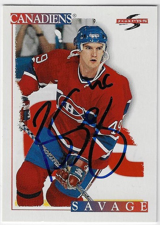 Brian Savage Signed 1995 - 96 Score Hockey Card - Montreal Canadiens - PastPros