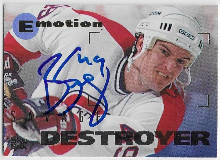 Brian Savage Signed 1995-96 Skybox E-Motion Hockey Card - Montreal Canadiens