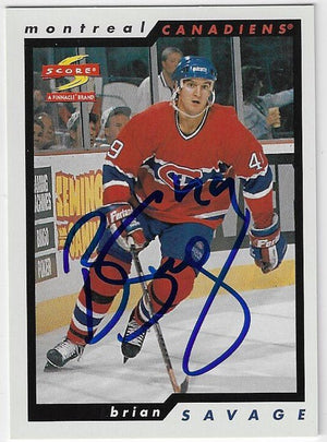 Brian Savage Signed 1996 - 97 Score Hockey Card - Montreal Canadiens - PastPros