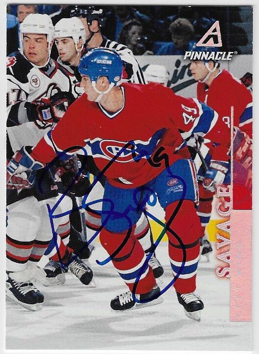 Brian Savage Signed 1997-98 Pinnacle Hockey Card - Montreal Canadiens