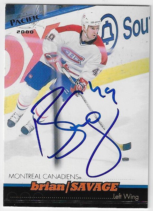 Brian Savage Signed 1999-00 Pacific Hockey Card - Montreal Canadiens