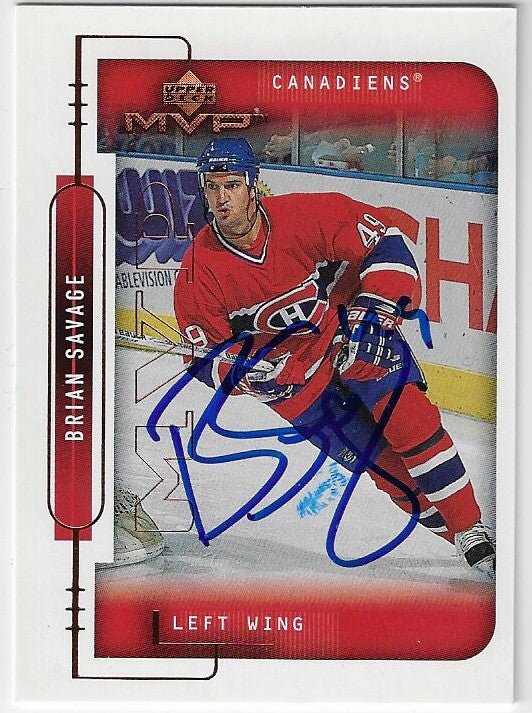 Brian Savage Signed 1999-00 Upper Deck MVP Hockey Card - Montreal Canadiens