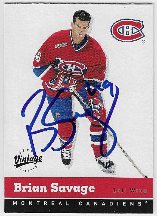 Brian Savage Signed 2000-01 Upper Deck Vintage Hockey Card - Montreal Canadiens