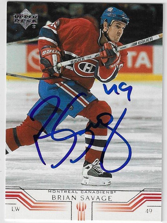 Brian Savage Signed 2001-02 Upper Deck Hockey Card - Montreal Canadiens