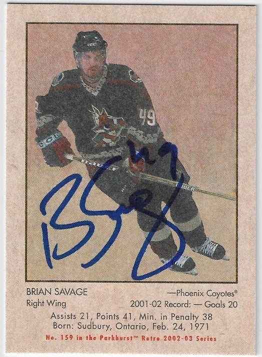 Brian Savage Signed 2002-03 Parkhurst Retro Hockey Card - Phoenix Coyotes
