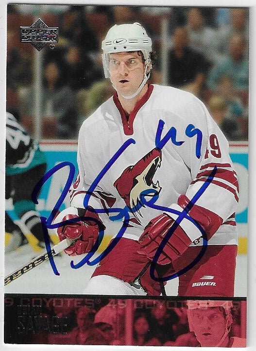 Brian Savage Signed 2003-04 Upper Deck Hockey Card - Phoenix Coyotes