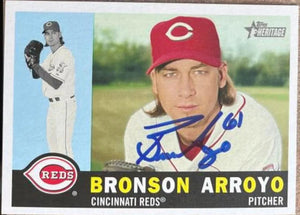 Bronson Arroyo Signed 2009 Topps Heritage Baseball Card - Cincinnati Reds