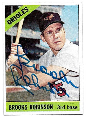 Brooks Robinson Signed 1966 Topps Baseball Card - Baltimore Orioles - PastPros