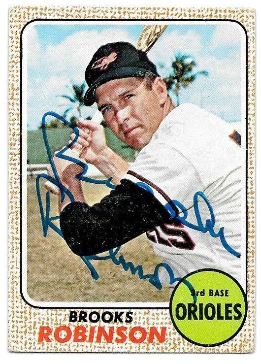 Brooks Robinson Signed 1968 Topps Baseball Card - Baltimore Orioles 20 - PastPros