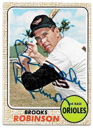 Brooks Robinson Signed 1968 Topps Baseball Card - Baltimore Orioles #20 - PastPros