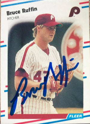 Bruce Ruffin Autographed 1988 Fleer Baseball Card - Philadelphia Phillies #313