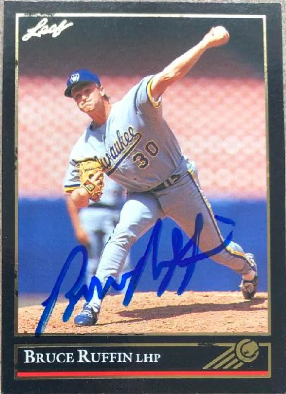Bruce Ruffin Autographed 1992 Leaf Black Gold Baseball Card - Milwaukee Brewers 414 - PastPros