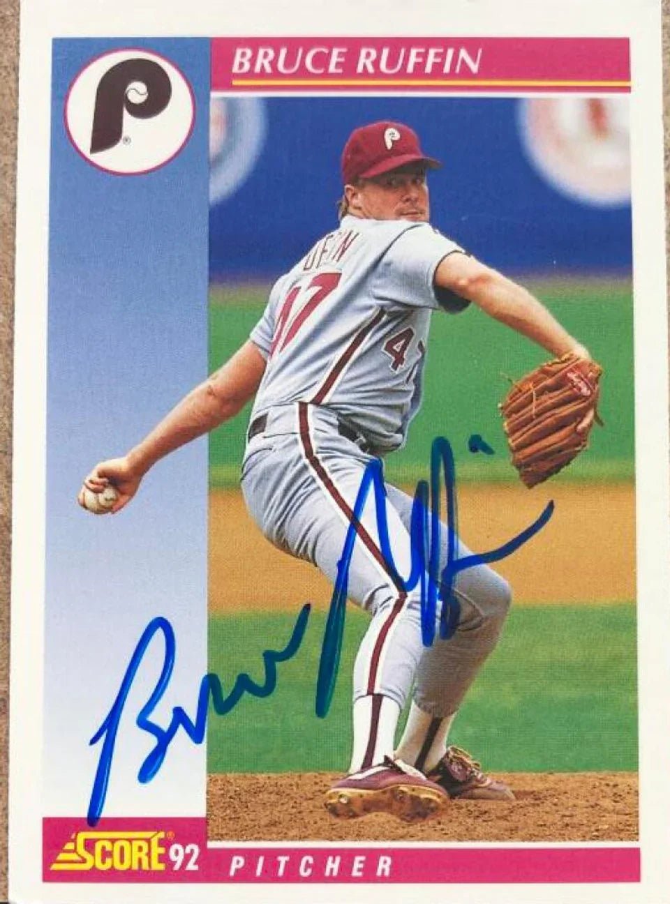 Bruce Ruffin Autographed 1992 Score Baseball Card - Philadelphia Phillies #161