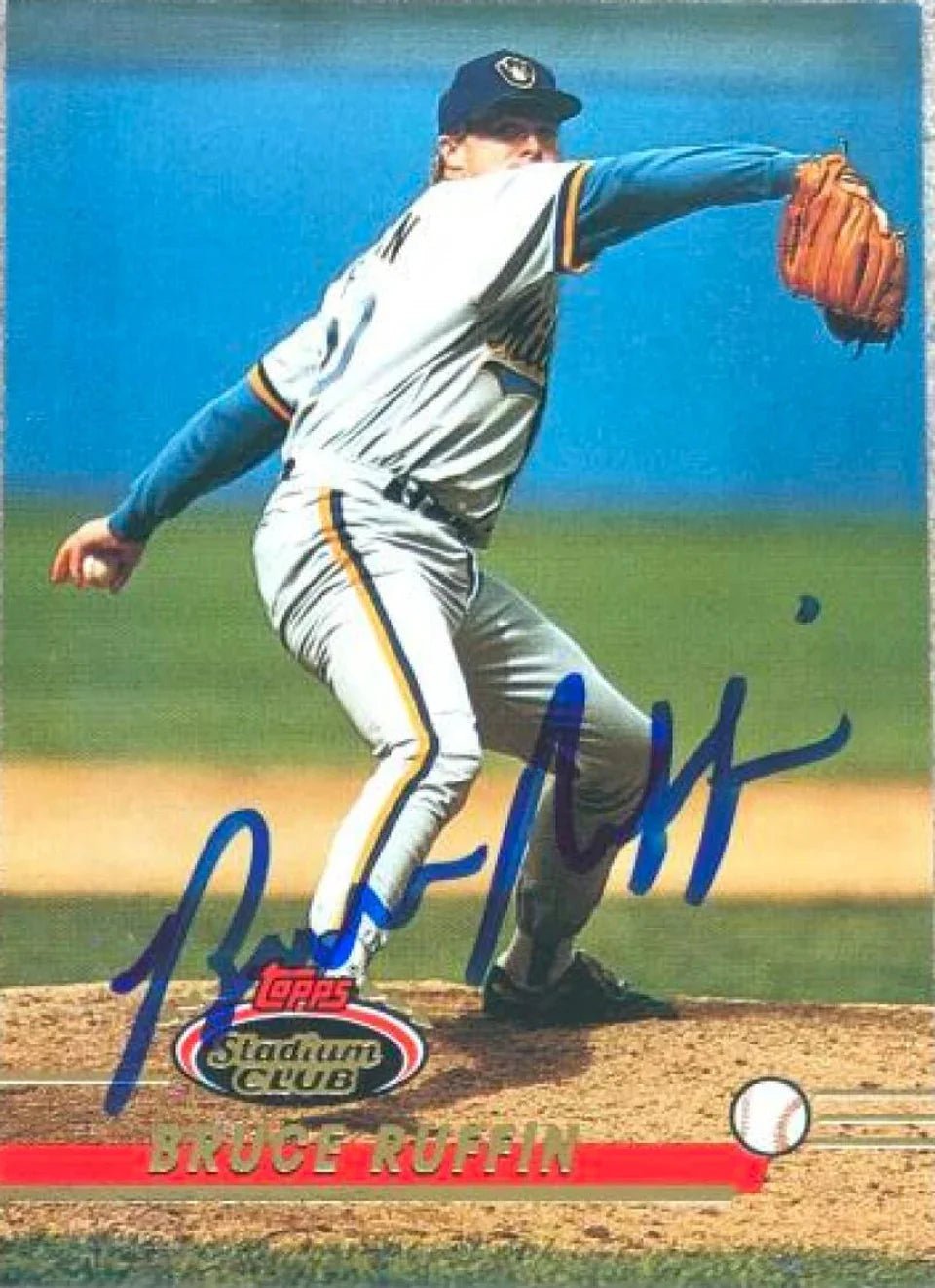 Bruce Ruffin Autographed 1993 Stadium Club Baseball Card - Milwaukee Brewers #270