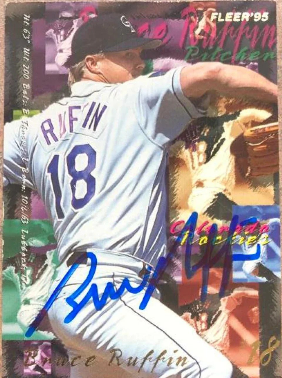 Bruce Ruffin Autographed 1995 Fleer Baseball Card - Colorado Rockies #528