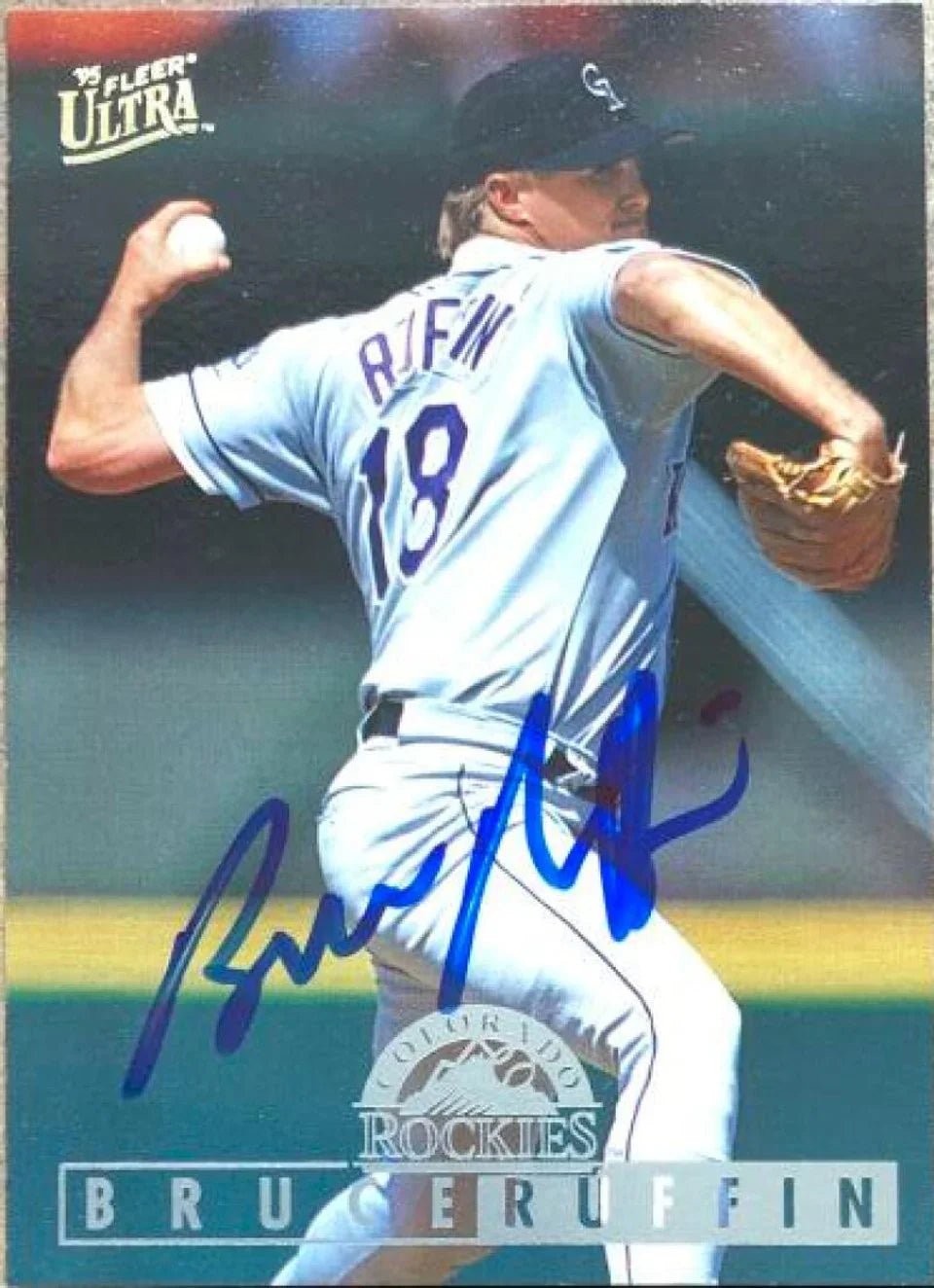 Bruce Ruffin Autographed 1995 Fleer Ultra Baseball Card - Colorado Rockies #158