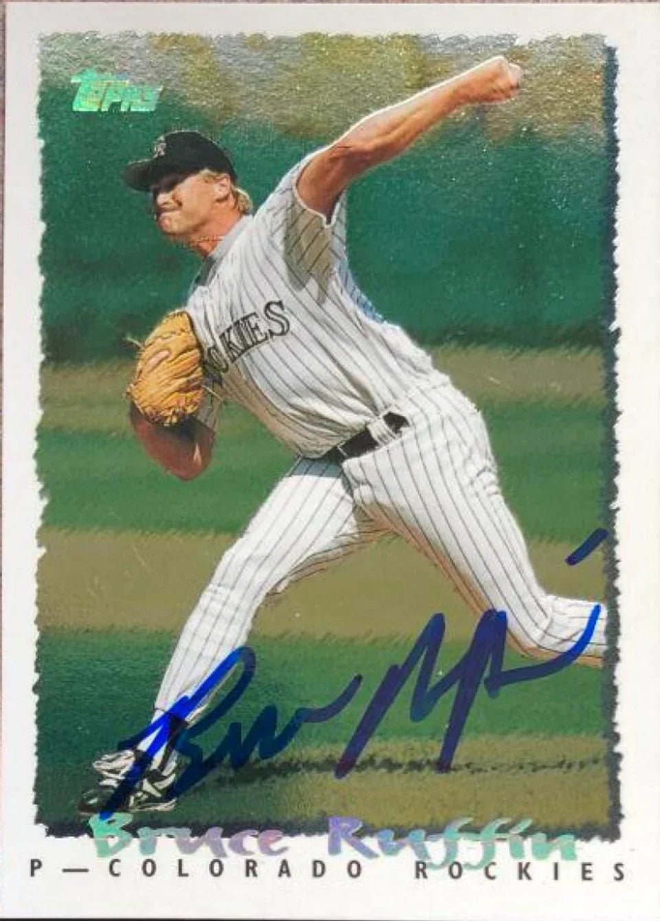Bruce Ruffin Autographed 1995 Topps Cyberstats Baseball Card - Colorado Rockies #392