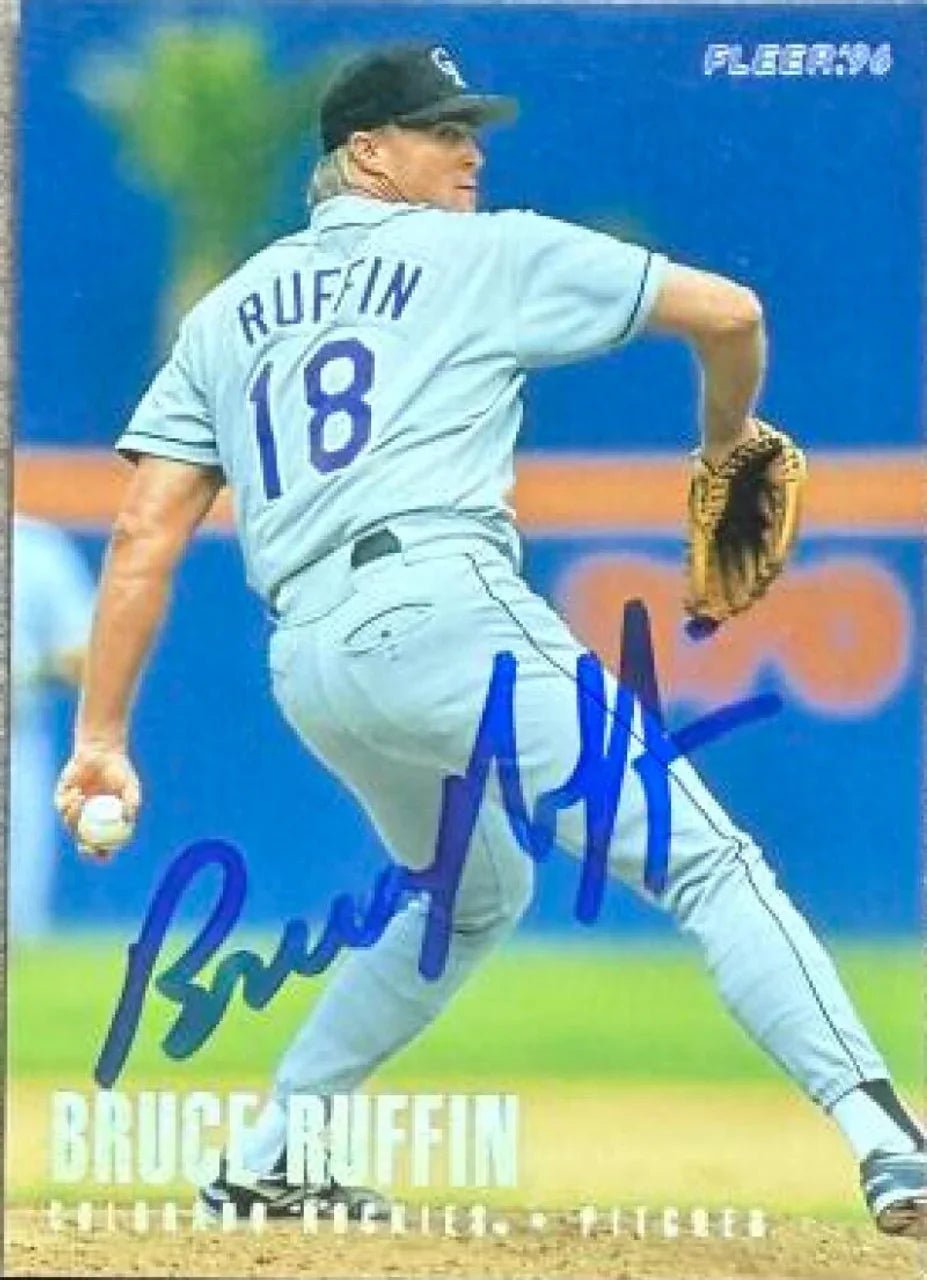 Bruce Ruffin Autographed 1996 Fleer Baseball Card - Colorado Rockies #373