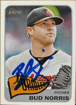 Bud Norris Signed 2014 Topps Heritage Baseball Card - Baltimore Orioles #417