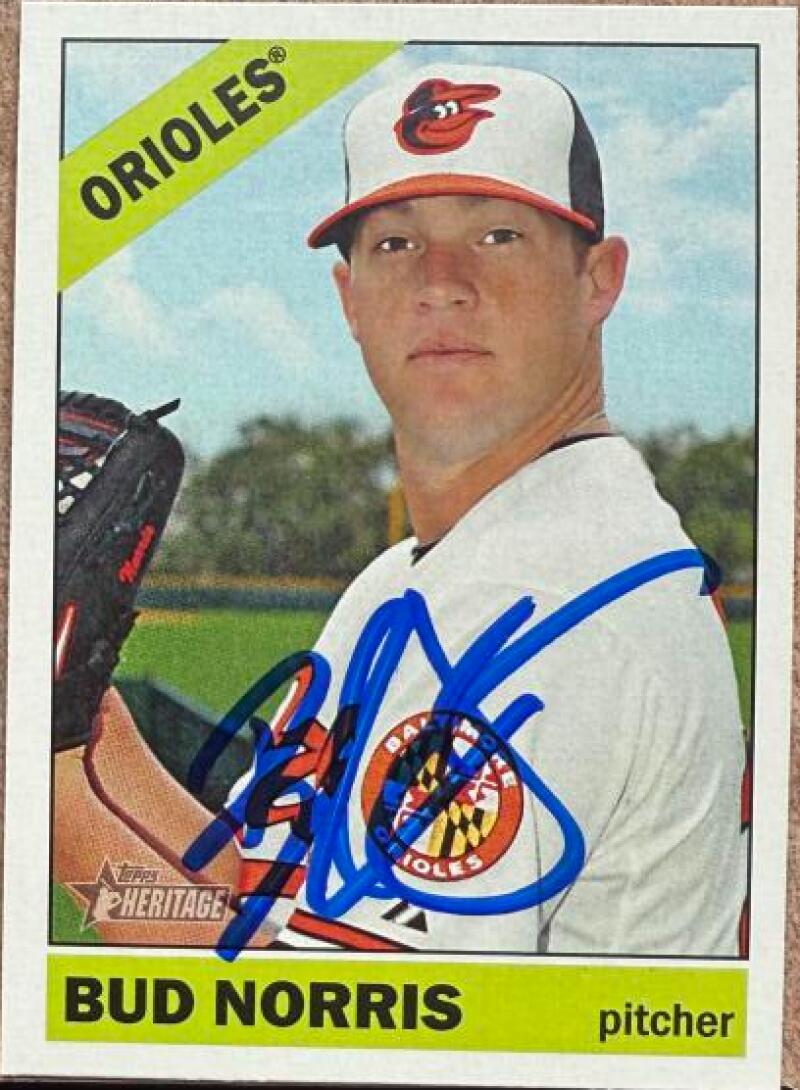 Bud Norris Signed 2015 Topps Heritage Baseball Card - Baltimore Orioles #167