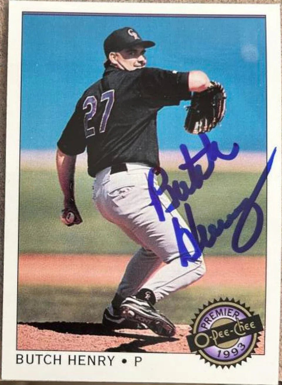 Butch Henry Signed 1993 O-Pee-Chee Premier Baseball Card - Colorado Rockies