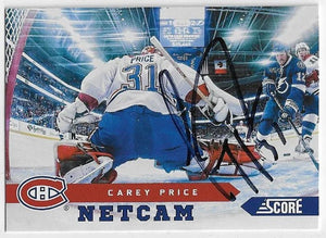 Carey Price Signed 2013-14 Score Netcam Hockey Card - Montreal Canadiens