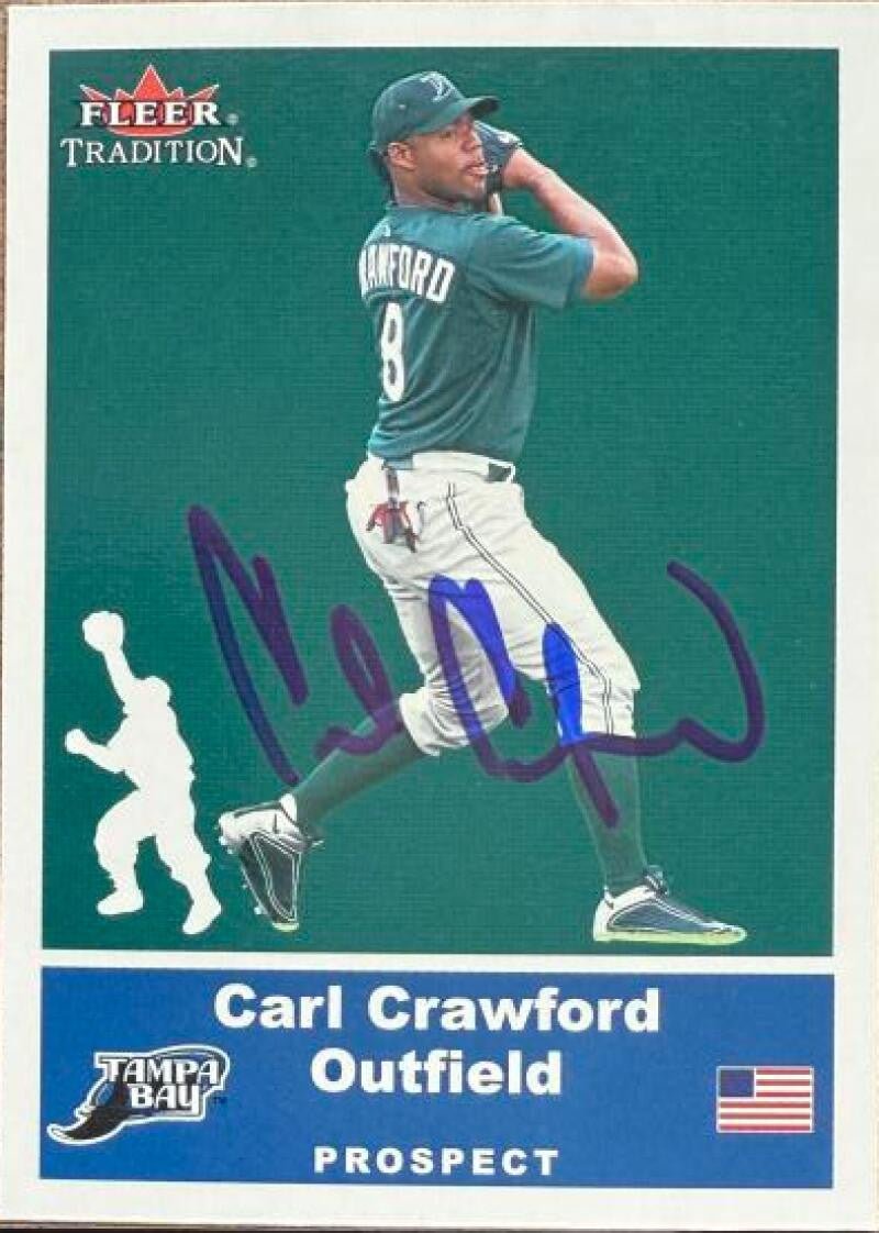 Carl Crawford Signed 2002 Fleer Tradition Update Baseball Card - Tampa Bay Rays #U96