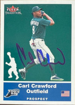 Carl Crawford Signed 2002 Fleer Tradition Update Baseball Card - Tampa Bay Rays #U96