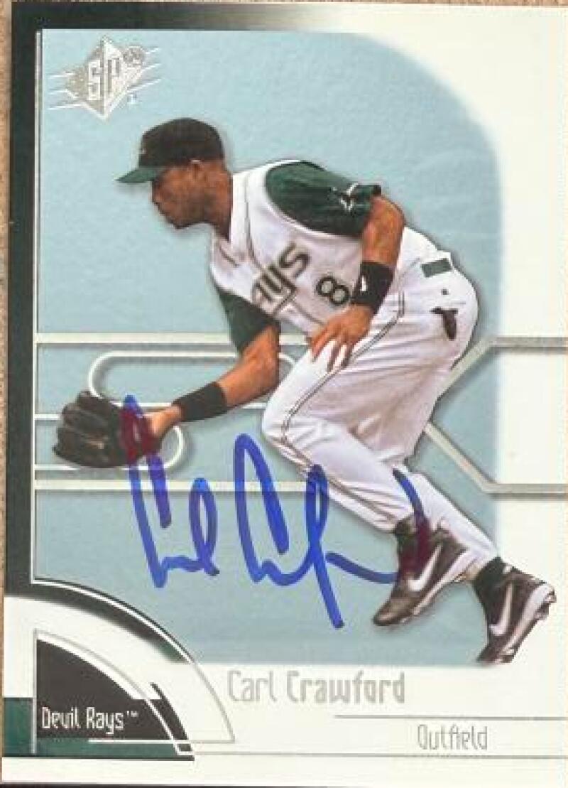 Carl Crawford Signed 2002 SPx Update Baseball Card - Tampa Bay Rays #217