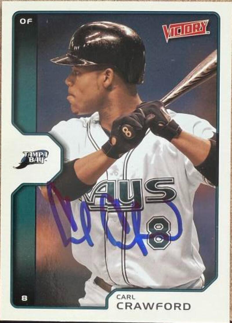 Carl Crawford Signed 2002 Upper Deck Victory Update Baseball Card - Tampa Bay Rays #600