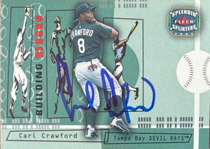 Carl Crawford Signed 2003 Fleer Splendid Splinters Baseball Card - Tampa Bay Rays #137 BB