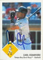 Carl Crawford Signed 2003 Fleer Tradition Baseball Card - Tampa Bay Rays #107