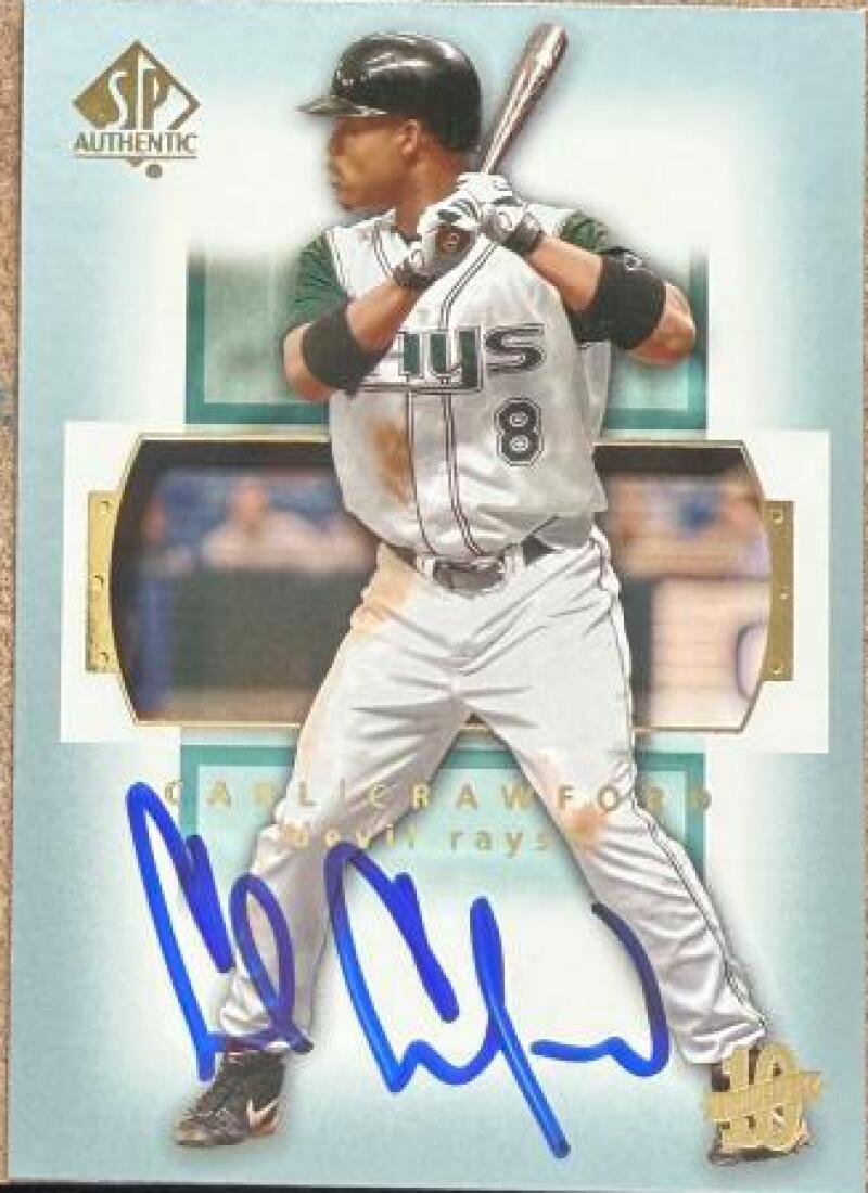 Carl Crawford Signed 2003 SP Authentic Baseball Card - Tampa Bay Rays #11