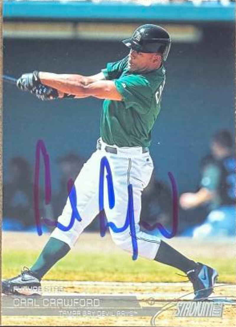 Carl Crawford Signed 2003 Stadium Club Baseball Card - Tampa Bay Rays #108 FS VAR: Retail (batting)