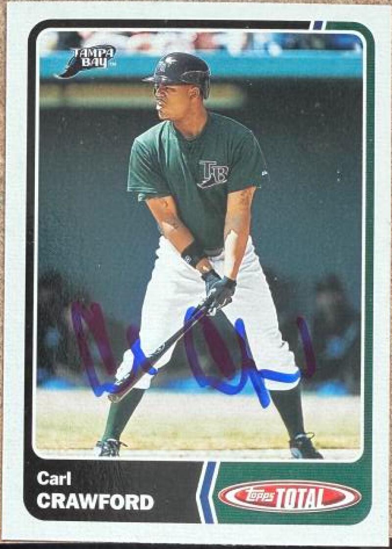 Carl Crawford Signed 2003 Topps Total Baseball Card - Tampa Bay Rays #848