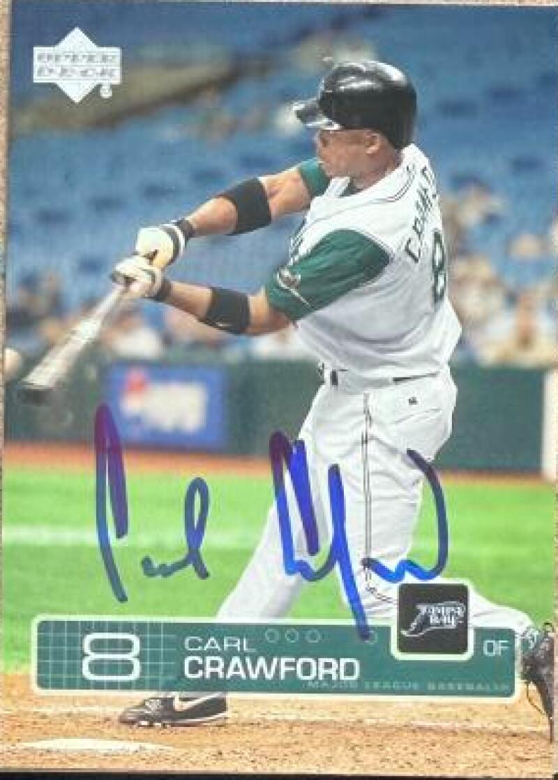 Carl Crawford Signed 2003 Upper Deck Baseball Card - Tampa Bay Rays #297